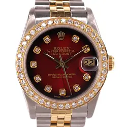 ROLEX DATEJUST TWO TONE SS 18K YELLOW GOLD JUBILEE DIAMOND BEZEL 68273
