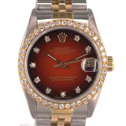 ROLEX DATEJUST TWO TONE SS 18K YELLOW GOLD JUBILEE FACTORY DIAMOND BEZEL 68273