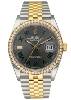 ROLEX DATEJUST WIMBLEDON 126283RBR DIAMOND BEZEL BOX PAPERS