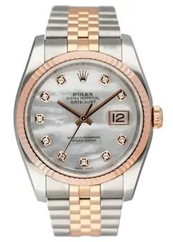 ROLEX DATEJUST 116231 MOP DIAMOND DIAL 18K ROSE GOLD & STEEL WATCH