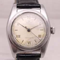 VINTAGE ROLEX BUBBLEBACK 3372 MENS 32MM STEEL AUTOMATIC WATCH NEEDS TLC