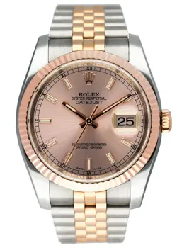 ROLEX DATEJUST 116231 PINK DIAL18K ROSE GOLD & STEEL WATCH BOX PAPERS