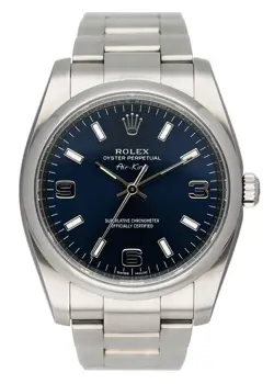 ROLEX AIR KING 114200 BLUE DIAL MENS WATCH BOX PAPERS