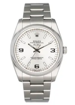 ROLEX AIR KING 114200 SILVER DIAL MENS WATCH BOX PAPERS