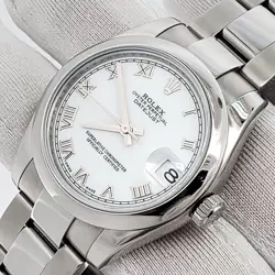 ROLEX DATEJUST 31MM WHITE ROMAN DIAL STEEL WATCH 178240