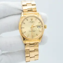 ROLEX OYSTER PERPETUAL DATE 18K YELLOW GOLD 1503 WITH AFTER MARKET BRACELET
