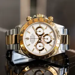 ROLEX 16523 DAYTONA ZENITH WHITE DIAL TWO TONE WATCH