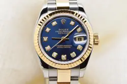 2005 ROLEX DATEJUST 26MM 18K GOLD & STEEL FACTORY BLUE DIAMOND DIAL 179173