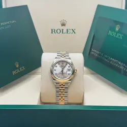NEW 2025 ROLEX LADY-DATEJUST 279173 SILVER DIAMOND DIAL FLUTED BEZEL TT GOLD