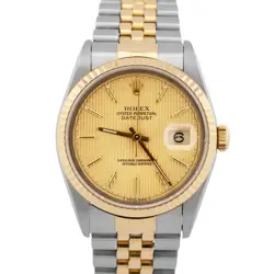 ROLEX DATEJUST 36MM CHAMPAGNE TAPESTRY 18K YELLOW GOLD JUBILEE STEEL 16233