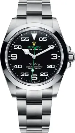 ROLEX OYSTER PERPETUAL AIR-KING SELF-WINDING BLACK ARABIC DIAL MENS LUXURY WATCH