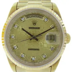 ROLEX DAYDATE AUTOMATIC WATCH 11238/00YRS 18K YELLOW GOLD