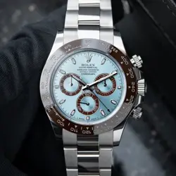 ROLEX DAYTONA COSMOGRAPH PLATINUM OYSTER GLACIER BLUE PLATONA CHRONOGRAPH WATCH