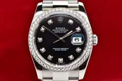 2010 ROLEX DATEJUST 36MM FACTORY DIAMOND BEZEL & DIAL STAINLESS STEEL 116244 FS