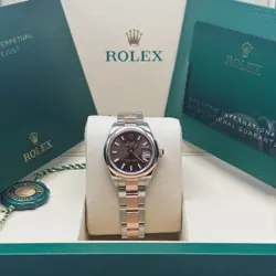 ROLEX LADY-DATEJUST NEW 2025 CHOCOLATE BROWN INDEX DIAL TWO TONE ROSE GOLD