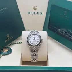ROLEX LADY-DATEJUST NEW 2025 SILVER ROMAN DIAL FLUTED BEZEL JUBILEE STEEL