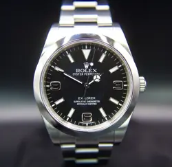 ROLEX EXPLORER 214270 39MM MK1 DIAL SILVER OYSTER BRACELET MENS WATCH BLACK DIAL