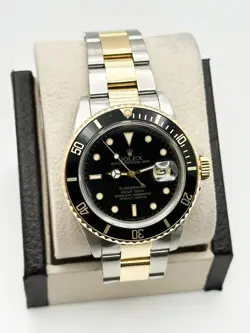 ROLEX SUBMARINER 16803 BLACK DIAL 18K YELLOW GOLD STAINLESS STEEL