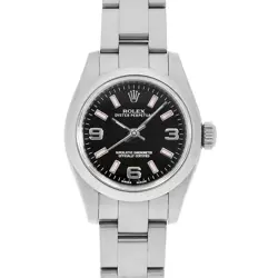 ROLEX OYSTER PERPETUAL 176200 BLACK 369 PINK BAR RANDOM NUMBER SECOND HAND WOMEN