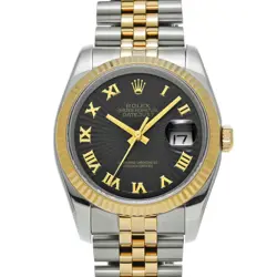 ROLEX DATEJUST 116233 BLACK SUNBEAM DIAL AUTOMATIC 36MM MEN'S WATCH