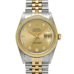 ROLEX DATEJUST 16233G CHAMPAGNE/DIAMOND DIAL AUTOMATIC 36MM MEN'S WATCH