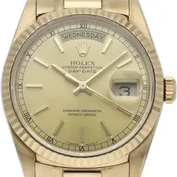 ROLEX DAY DATE WATCH 18238(S) 18K YELLOW GOLD MENSWATCH CHAMPAGNE COLOR USED