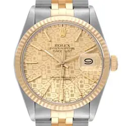 ROLEX DATEJUST STEEL YELLOW GOLD VINTAGE MENS WATCH 16013 BOX PAPERS