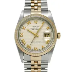 ROLEX DATEJUST 16233 IVORY PYRAMID DIAL AUTOMATIC 36MM MEN'S WATCH