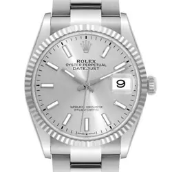 ROLEX DATEJUST STEEL WHITE GOLD SILVER DIAL MENS WATCH 126234 BOX CARD