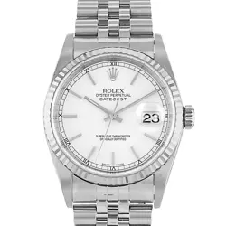 ROLEX DATEJUST 36 16234 WHITE STICK STEEL WHITE GOLD  JUBILEE MENS WATCH 2003