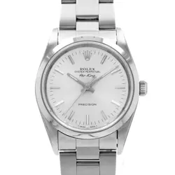 ROLEX AIR KING 14000 34MM SILVER INDEX STEEL SMOOTH OYSTER MENS WATCH 1994