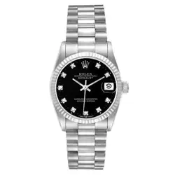 Rolex President Datejust Midsize White Gold Diamond Ladies Watch 68279