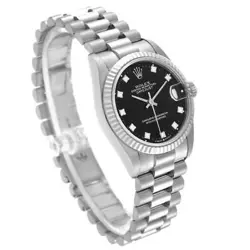 Rolex President Datejust Midsize White Gold Diamond Ladies Watch 68279