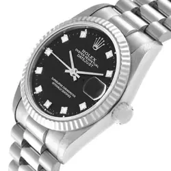 Rolex President Datejust Midsize White Gold Diamond Ladies Watch 68279