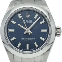ROLEX OYSTER PERPETUAL 28 WATCH 276200 STAINLESS STEEL WOMENWATCH BLUE USED