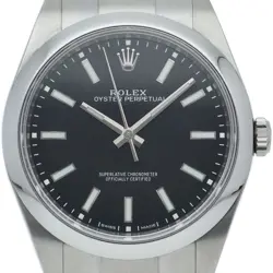ROLEX OYSTER PERPETUAL 39 WATCH 114300 STAINLESS STEEL MENSWATCH BLACK USED
