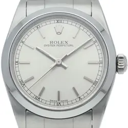 ROLEX OYSTER PERPETUAL BOYS WATCH 77080(Y) STAINLESS STEEL WOMENWATCH SILVER...