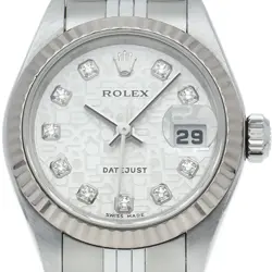 ROLEX DATEJUST LADIES WATCH 10P DIAMOND COMPUTER DIAL 79174G(Y) K18WG/STAINL...