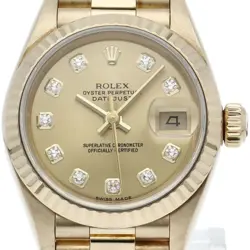ROLEX DATEJUST LADIES WATCH 10P DIAMOND 69178G(L) 18K YELLOW GOLD WOMENWATCH...