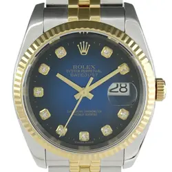 ROLEX DATEJUST 10P DIAMOND 116233G BLUE DIAL AUTOMATIC 36MM MEN'S WATCH