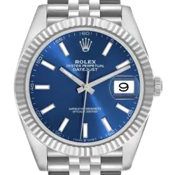 ROLEX DATEJUST 41 STEEL WHITE GOLD BLUE DIAL MENS WATCH 126334 BOX CARD