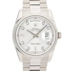 ROLEX DAY DATE  118239A SILVER WARRANTY 2005 BOX/PAPER SN/#D