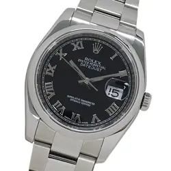 ROLEX 116200 DATEJUST BLACK ROMAN DIAL STAINLESS STEEL AUTOMATIC USED FROM JAPAN