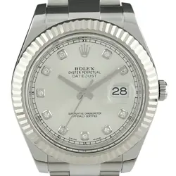 ROLEX DATEJUST 2 116234 SILVER/DIAMOND DIAL AUTOMATIC 41MM MEN'S WATCH