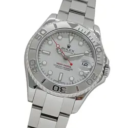 ROLEX 168622 YACHT MASTER SILVER DIAL SS PLATINUM AUTOMATIC USED WITH BOX