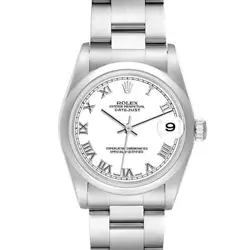 ROLEX DATEJUST 31 MIDSIZE WHITE ROMAN DIAL STEEL LADIES WATCH 78240 BOX PAPERS