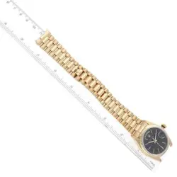 ROLEX PRESIDENT DAY-DATE YELLOW GOLD BLACK DIAL MENS WATCH 18038