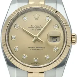 ROLEX DATEJUST 116233G CHAMPAGNE DIAL AUTOMATIC 36MM MEN'S WATCH