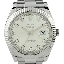 ROLEX DATEJUST 116334G SILVER/DIAMOND DIAL AUTOMATIC 41MM MEN'S WATCH