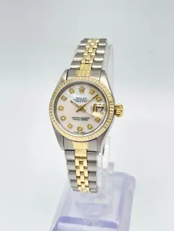 ROLEX DATEJUST LADIES 26MM TWO TONE 6917 MOP DIAMOND DIAL FLUTED BEZEL JUBILEE